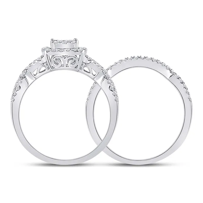 gndatlanta Rings 14k White Gold Round Diamond Bridal Wedding Ring Set 58 Cttw