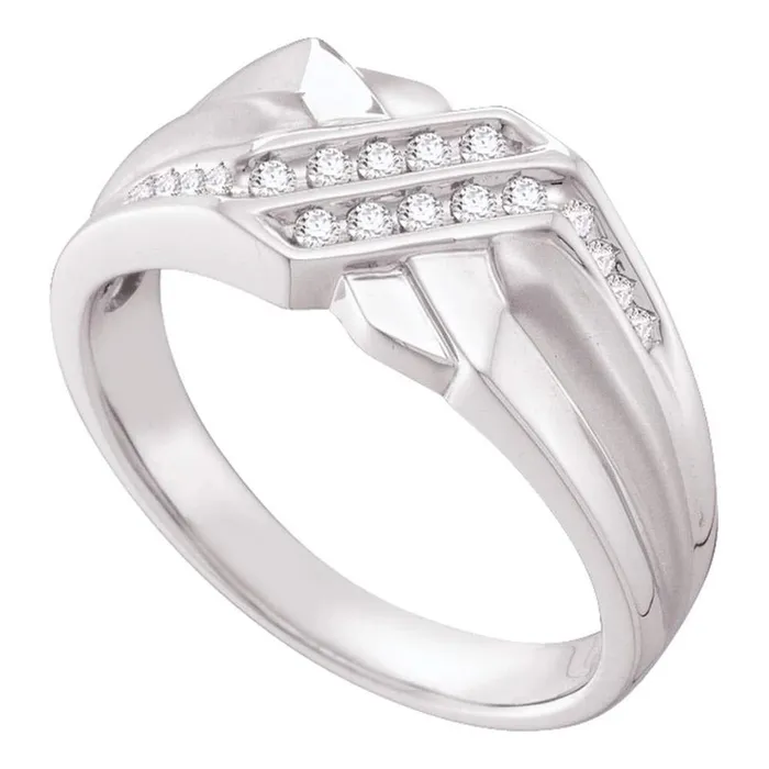 gndatlanta Rings 14k White Gold Round Diamond Fashion Ring 15 Cttw
