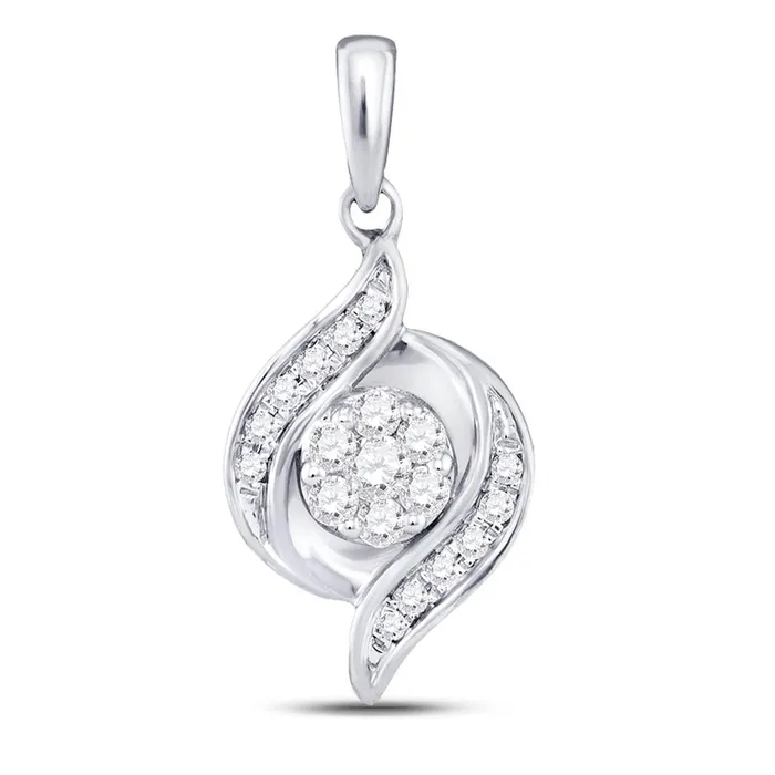gndatlanta Rings 14k White Gold Round Diamond Flower Cluster Pendant 15 Cttw gndatlanta Rings 14k White Gold Round Diamond Flower Cluster Pendant 15 Cttw