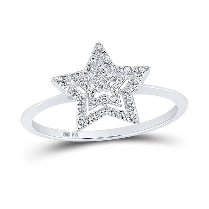 gndatlanta Rings 14k White Gold Round Diamond Star Ring 120 Cttw