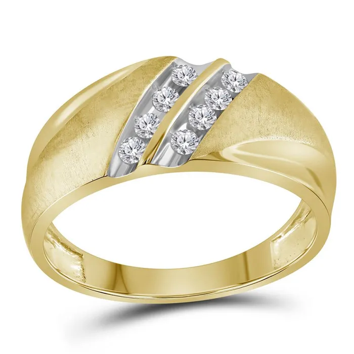 gndatlanta Rings 14k Yellow Gold Round Diamond 2Row Wedding Band Ring 14 Cttw gndatlanta Rings 14k Yellow Gold Round Diamond 2Row Wedding Band Ring 14 Cttw