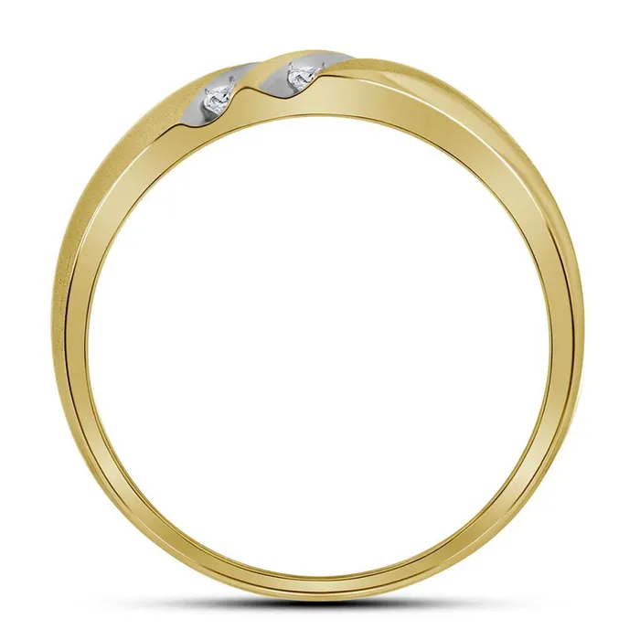 gndatlanta Rings 14k Yellow Gold Round Diamond 2Row Wedding Band Ring 14 Cttw