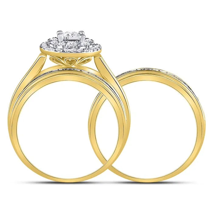 gndatlanta Rings 14k Yellow Gold Round Diamond Bridal Wedding Ring Set 12 Cttw