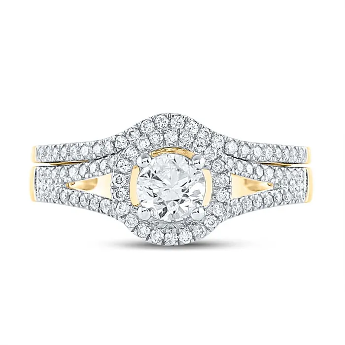 gndatlanta Rings 14k Yellow Gold Round Diamond Bridal Wedding Ring Set 1 Cttw Certified