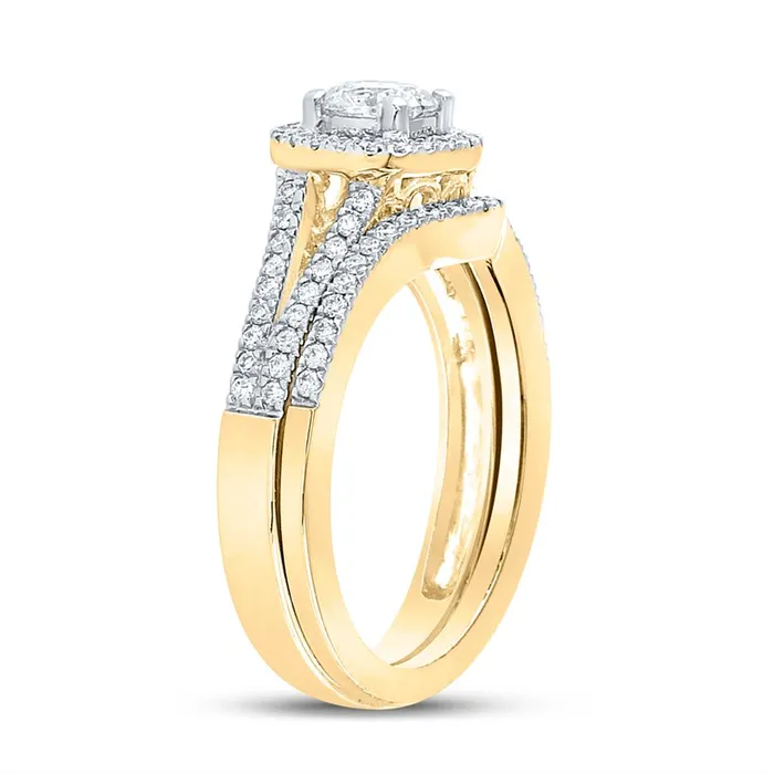 gndatlanta Rings 14k Yellow Gold Round Diamond Bridal Wedding Ring Set 1 Cttw Certified