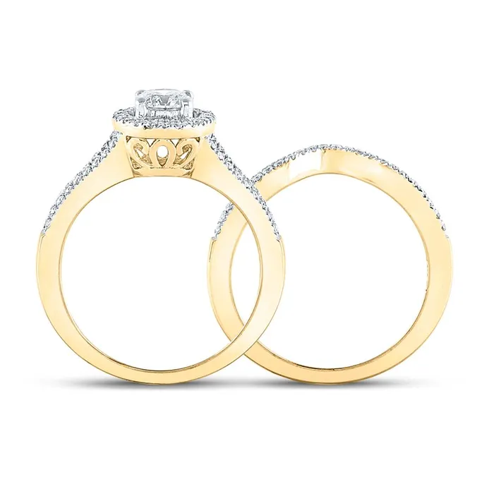 gndatlanta Rings 14k Yellow Gold Round Diamond Bridal Wedding Ring Set 1 Cttw Certified