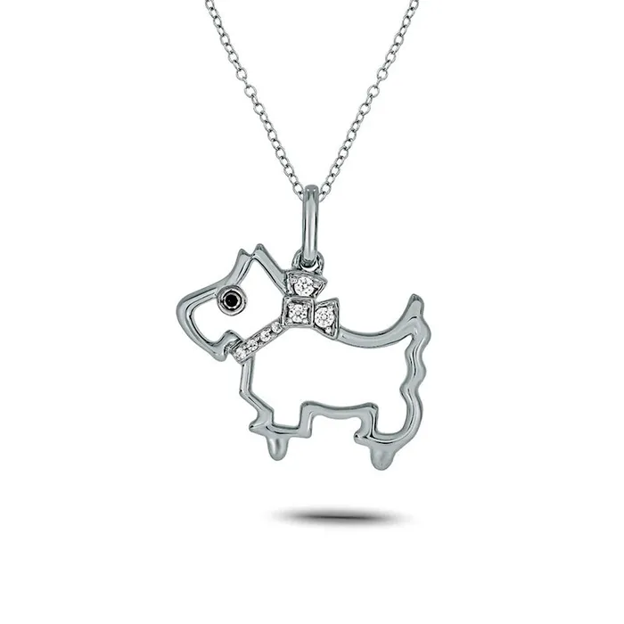 Goldia 005 CT TW Black Enhanced and White Natural Diamond Dog Pendant in Sterling Silver Necklaces Goldia 005 CT TW Black Enhanced and White Natural Diamond Dog Pendant in Sterling Silver Necklaces