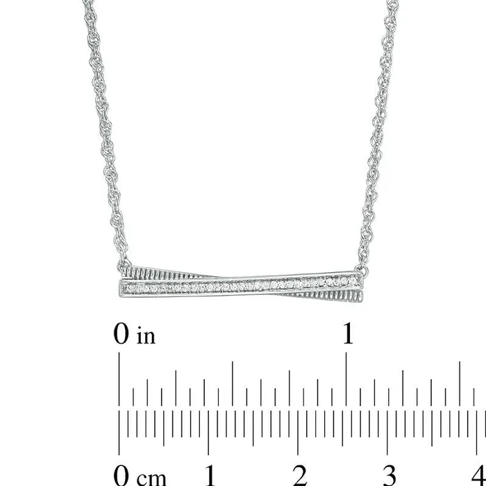 Goldia 005 CT TW Natural Diamond Crossover Bar Necklace in Sterling Silver 17 Necklaces Goldia 005 CT TW Natural Diamond Crossover Bar Necklace in Sterling Silver 17 Necklaces