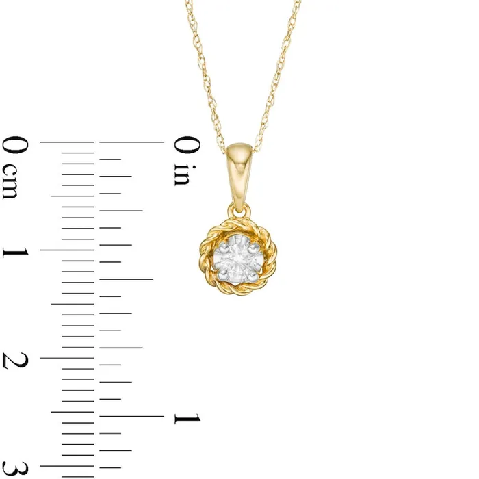 Goldia 017 CT Natural Clarity Enhanced Solitaire Rope Frame Pendant in 10K Yellow Gold II3 Necklaces Goldia 017 CT Natural Clarity Enhanced Solitaire Rope Frame Pendant in 10K Yellow Gold II3 Necklaces