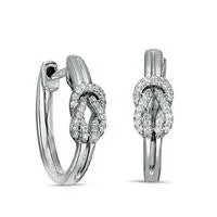 Goldia 017 CT TW Diamond Double Knot Hoop Earrings in Sterling Silver Earrings Goldia 017 CT TW Diamond Double Knot Hoop Earrings in Sterling Silver Earrings
