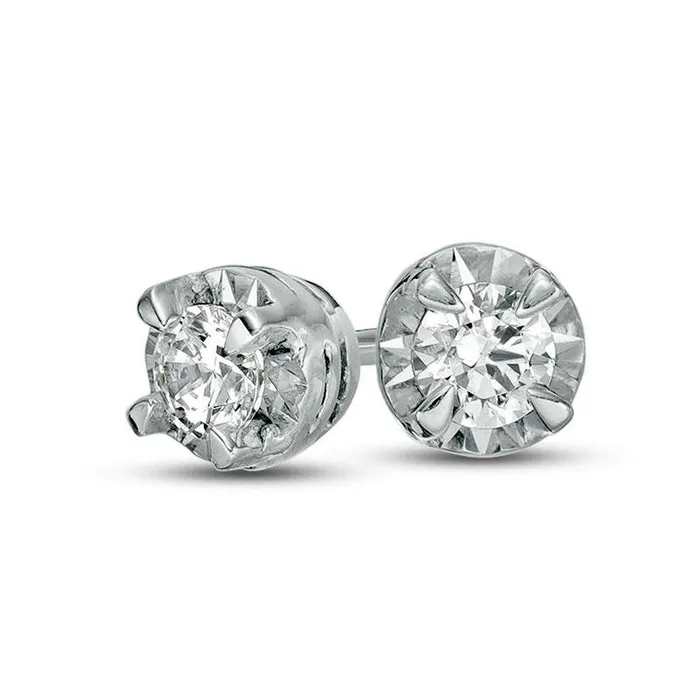 Goldia 017 CT TW Diamond Solitaire Stud Earrings in 10K White Gold Earrings