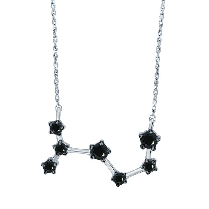 Goldia 02 CT TW Enhanced Black Natural Diamond Scorpio Constellation Necklace in Sterling Silver Necklaces Goldia 02 CT TW Enhanced Black Natural Diamond Scorpio Constellation Necklace in Sterling Silver Necklaces