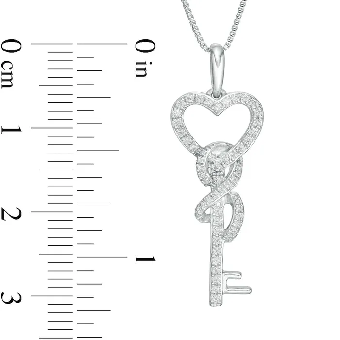 Goldia 025 CT TW Natural Diamond HeartTop Key with Infinity Ribbon Pendant in Sterling Silver Necklaces Goldia 025 CT TW Natural Diamond HeartTop Key with Infinity Ribbon Pendant in Sterling Silver Necklaces