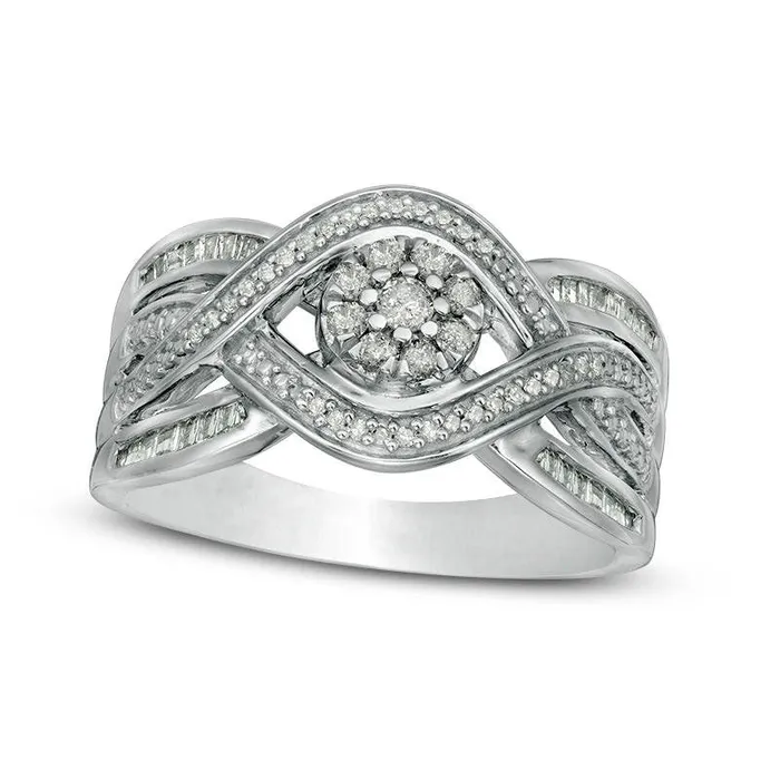 Goldia 033 CT TW Composite Natural Diamond Bypass Promise Ring in Sterling Silver Rings Goldia 033 CT TW Composite Natural Diamond Bypass Promise Ring in Sterling Silver Rings