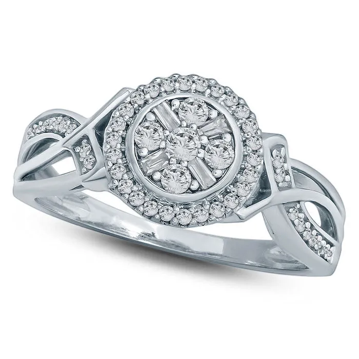 Goldia 033 CT TW Composite Natural Diamond Frame Crossover Shank Engagement Ring in Solid 10K White Gold Rings Goldia 033 CT TW Composite Natural Diamond Frame Crossover Shank Engagement Ring in Solid 10K White Gold Rings