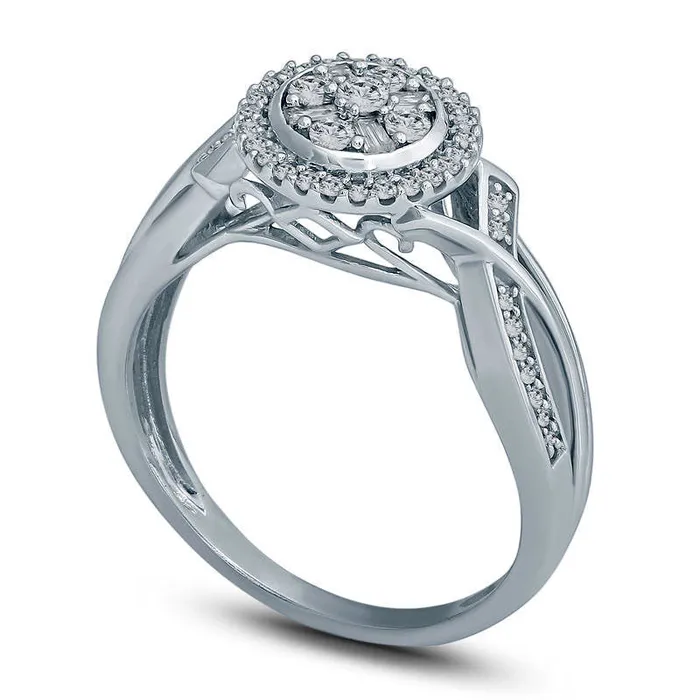 Goldia 033 CT TW Composite Natural Diamond Frame Crossover Shank Engagement Ring in Solid 10K White Gold Rings Goldia 033 CT TW Composite Natural Diamond Frame Crossover Shank Engagement Ring in Solid 10K White Gold Rings