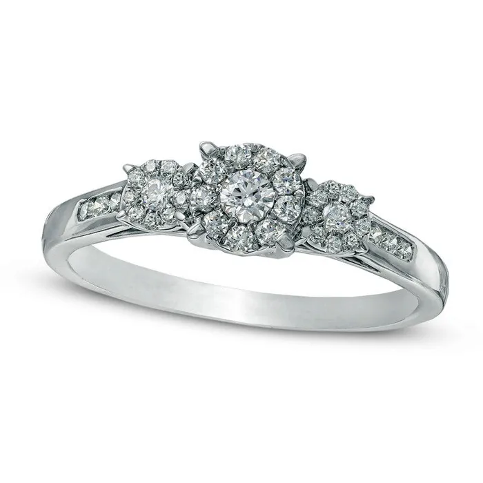 Goldia 033 CT TW Composite Natural Diamond Three Stone Engagement Ring in Solid 10K White Gold Rings Goldia 033 CT TW Composite Natural Diamond Three Stone Engagement Ring in Solid 10K White Gold Rings