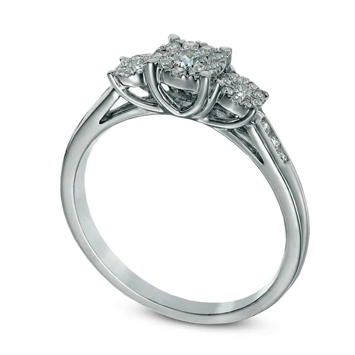 Goldia 033 CT TW Composite Natural Diamond Three Stone Engagement Ring in Solid 10K White Gold Rings Goldia 033 CT TW Composite Natural Diamond Three Stone Engagement Ring in Solid 10K White Gold Rings