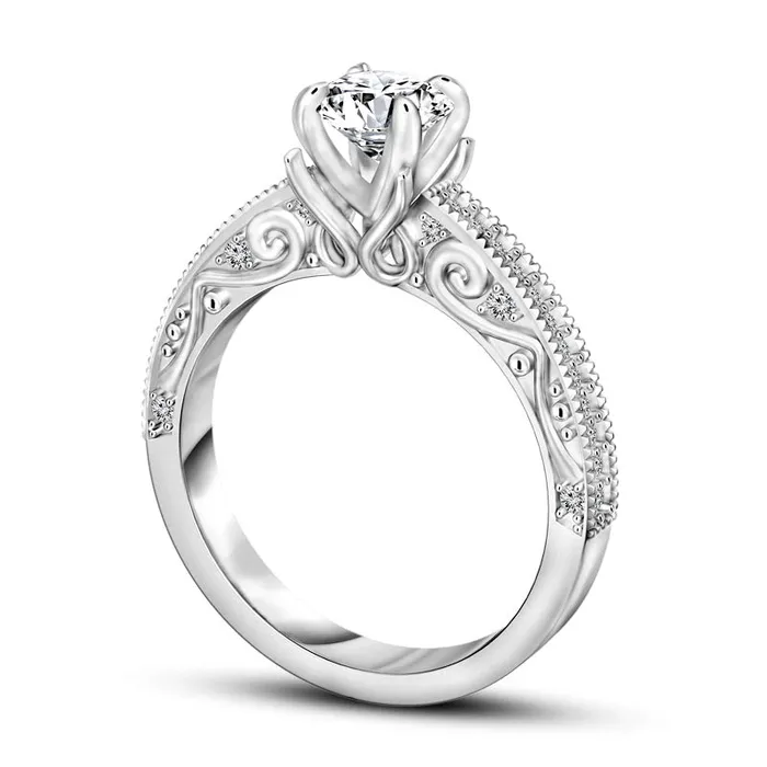 Goldia 10 CT TW Natural Diamond Antique VintageStyle Engagement Ring in Solid 14K White Gold Rings Goldia 10 CT TW Natural Diamond Antique VintageStyle Engagement Ring in Solid 14K White Gold Rings