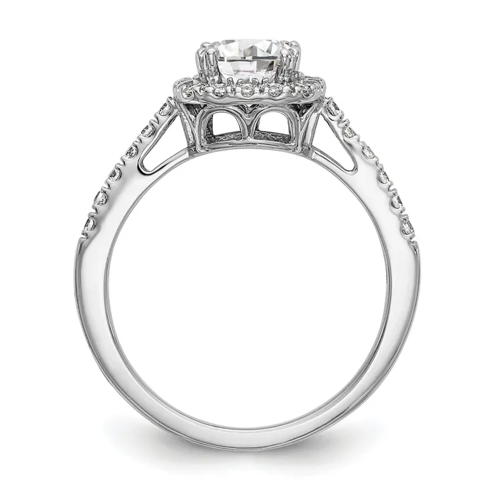 Goldia 100ct CZ Solid Real 14K White Gold Cushion Halo Engagement Ring Rings