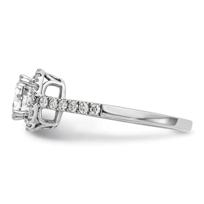 Goldia 100ct CZ Solid Real 14K White Gold Cushion Halo Engagement Ring Rings
