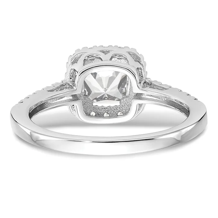 Goldia 100ct CZ Solid Real 14K White Gold Cushion Halo Engagement Ring Rings