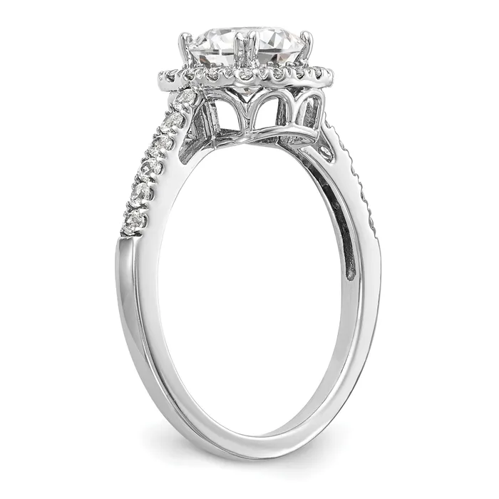 Goldia 100ct CZ Solid Real 14K White Gold Cushion Halo Engagement Ring Rings