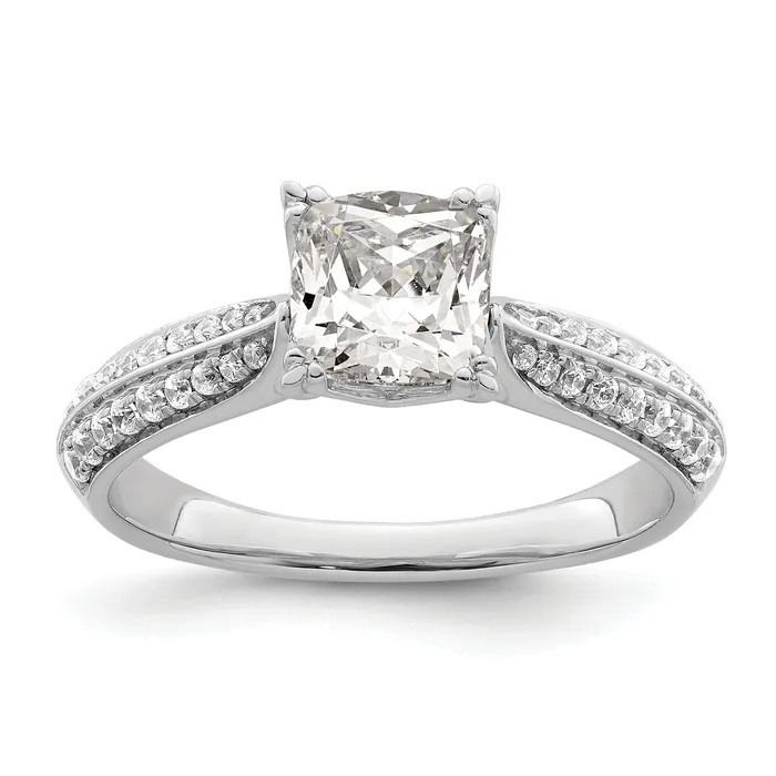 Goldia 100ct CZ Solid Real 14k White Polish 1ct Cushion Engagement Dia Ring Rings Goldia 100ct CZ Solid Real 14k White Polish 1ct Cushion Engagement Dia Ring Rings