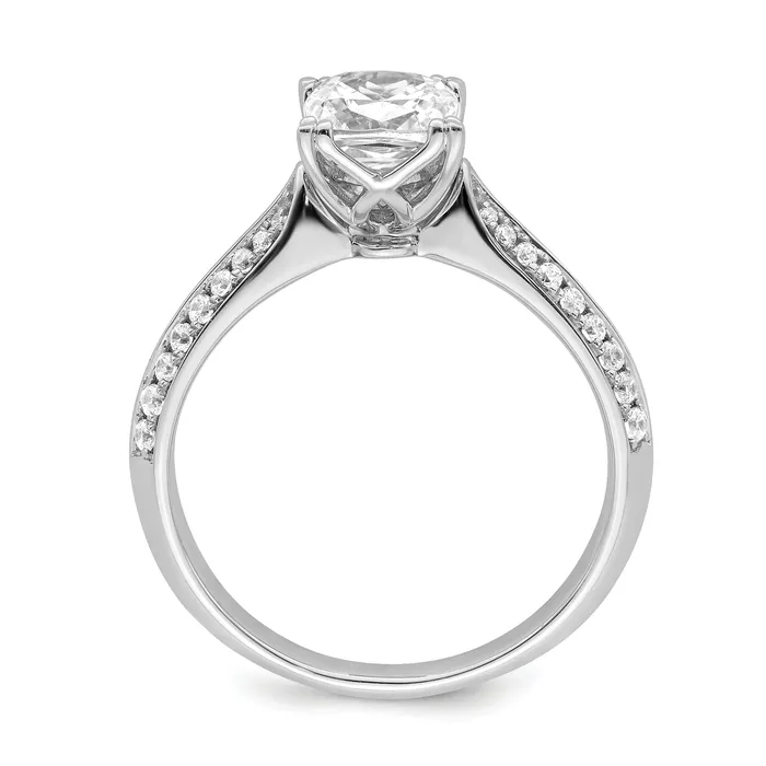 Goldia 100ct CZ Solid Real 14k White Polish 1ct Cushion Engagement Dia Ring Rings