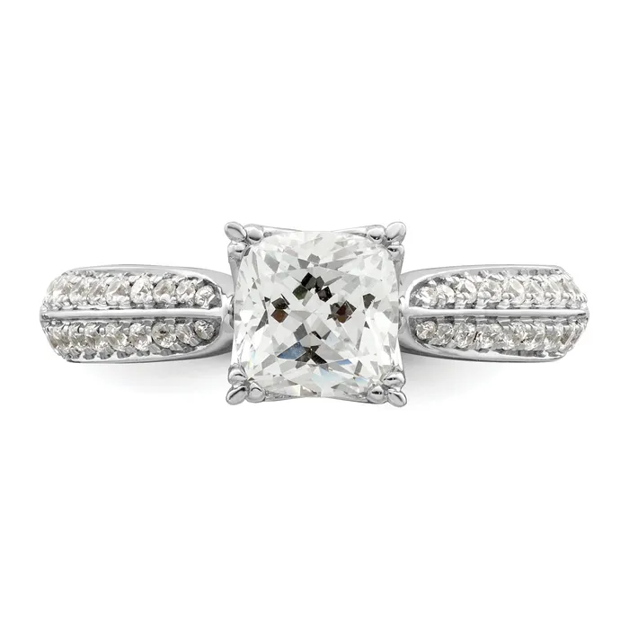 Goldia 100ct CZ Solid Real 14k White Polish 1ct Cushion Engagement Dia Ring Rings