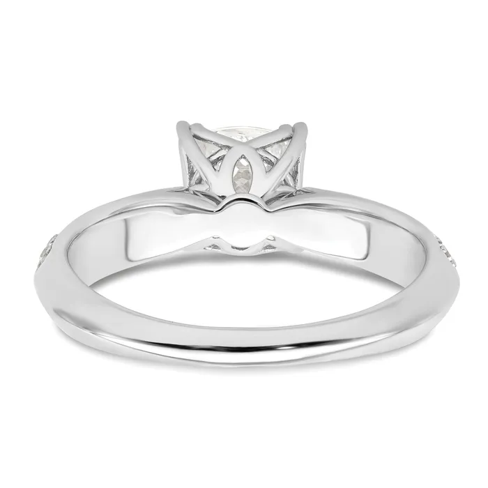 Goldia 100ct CZ Solid Real 14k White Polish 1ct Cushion Engagement Dia Ring Rings