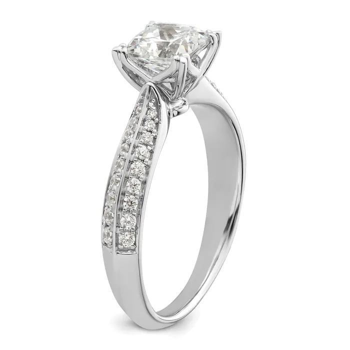 Goldia 100ct CZ Solid Real 14k White Polish 1ct Cushion Engagement Dia Ring Rings