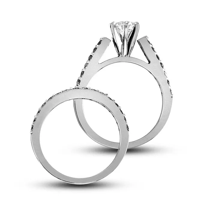 Goldia 125 CT TW Natural Diamond Bridal Engagement Ring Set in Solid 14K White Gold Rings Goldia 125 CT TW Natural Diamond Bridal Engagement Ring Set in Solid 14K White Gold Rings