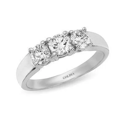 Goldia 1 ct Round Cut Diamond Platinum Threestone Engagement Ring Rings Goldia 1 ct Round Cut Diamond Platinum Threestone Engagement Ring Rings