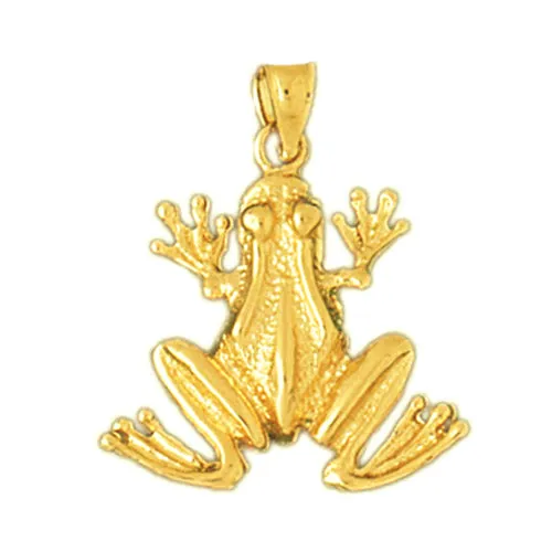 Goldia 14K Gold 18MM Long Frog Pendant Necklaces