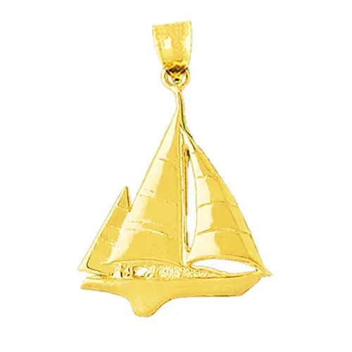 Goldia 14K Gold 30MM Ketch Sailboat Pendant PreStyled Sets