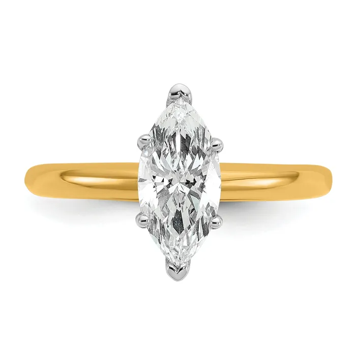 Goldia 14k Twotone 1 Ct Certified Lab Grown Diamond VSSI G Marquise Solitare Engagement Ring Rings