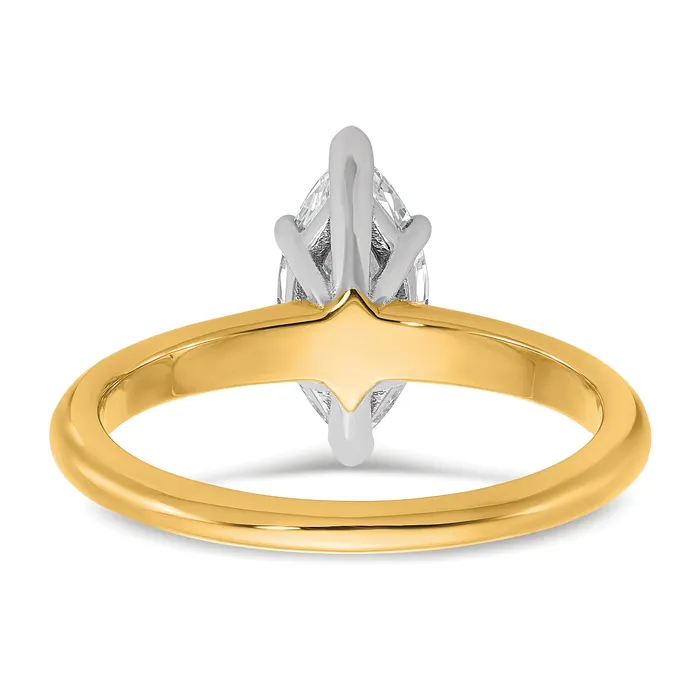 Goldia 14k Twotone 1 Ct Certified Lab Grown Diamond VSSI G Marquise Solitare Engagement Ring Rings