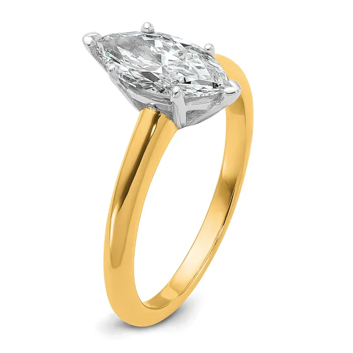 Goldia 14k Twotone 1 Ct Certified Lab Grown Diamond VSSI G Marquise Solitare Engagement Ring Rings