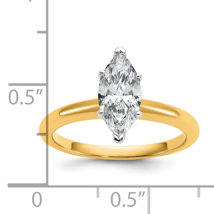Goldia 14k Twotone 1 Ct Certified Lab Grown Diamond VSSI G Marquise Solitare Engagement Ring Rings