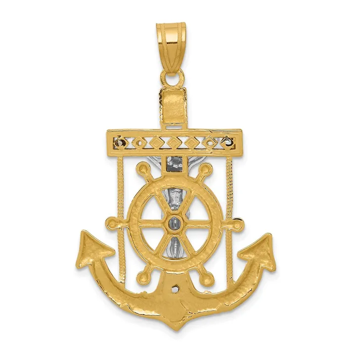 Goldia 14k Twotone Gold Diamondcut Mariners Cross Pendant Rings
