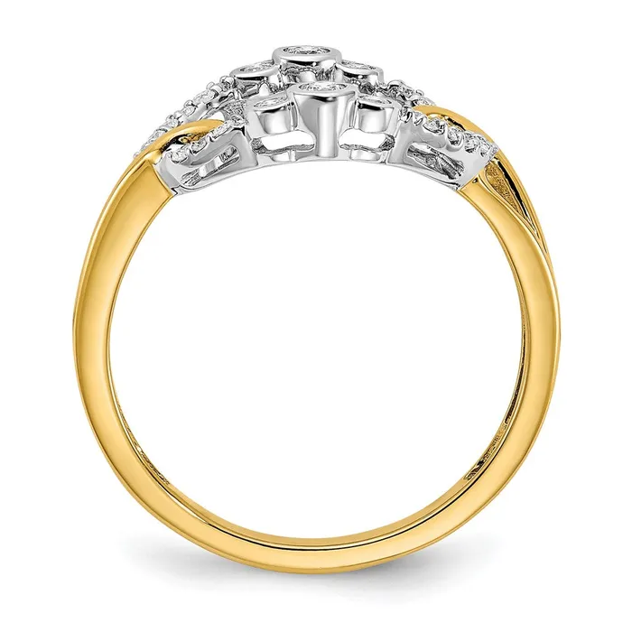 Goldia 14k TwoTone Gold Polished Real Diamond Oval Ring Rings