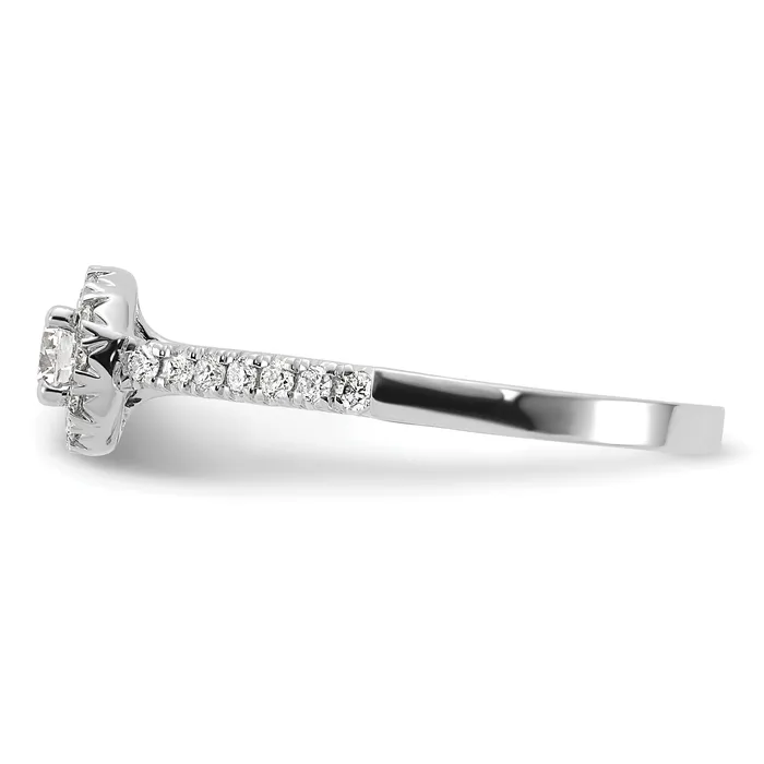 Goldia 14k White Gold 12 Ct Lab Grown Diamond VSSI G Round Halo Engagement Ring Rings