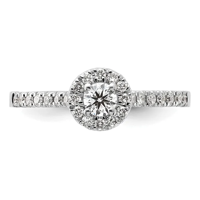 Goldia 14k White Gold 12 Ct Lab Grown Diamond VSSI G Round Halo Engagement Ring Rings