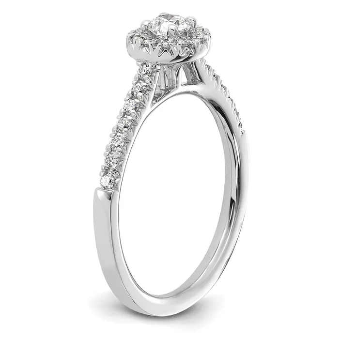 Goldia 14k White Gold 12 Ct Lab Grown Diamond VSSI G Round Halo Engagement Ring Rings