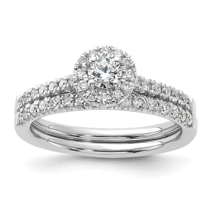 Goldia 14k White Gold 12 Ct Lab Grown Diamond VSSI G Round Halo Engagement Ring Rings