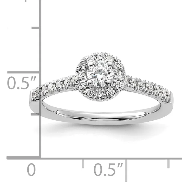 Goldia 14k White Gold 12 Ct Lab Grown Diamond VSSI G Round Halo Engagement Ring Rings