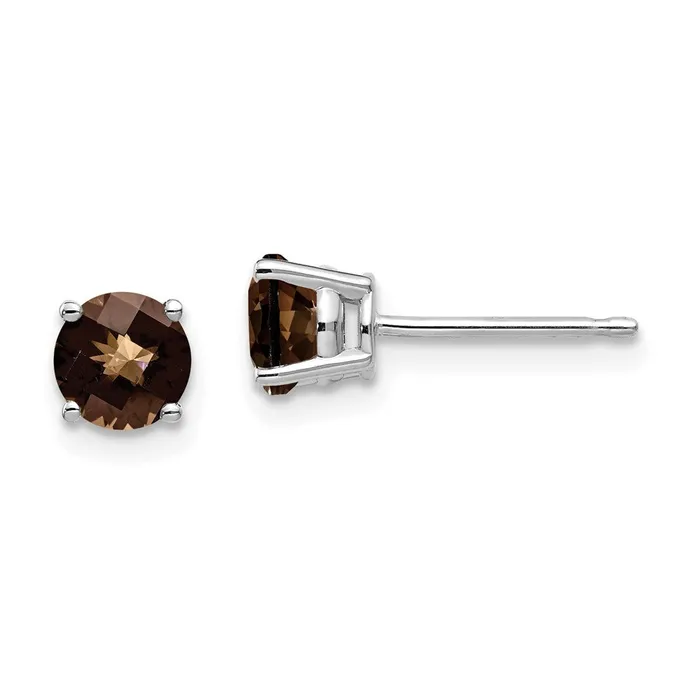 Goldia 14k White Gold 5mm Round CheckerCut Smok Yellow Gold Quartz Earrings Earrings Goldia 14k White Gold 5mm Round CheckerCut Smok Yellow Gold Quartz Earrings Earrings