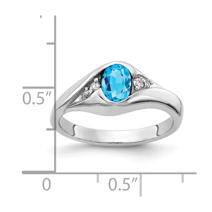 Goldia 14k White Gold 6x4mm Oval Blue Topaz A Real Diamond ring Rings