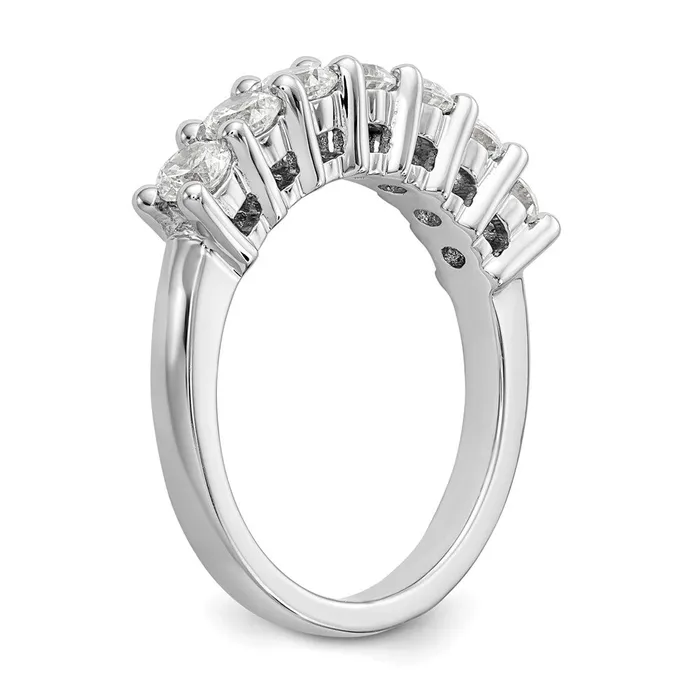 Goldia 14k White Gold 7Stone Shared Prong 1 carat Complete Round Diamond Band Rings